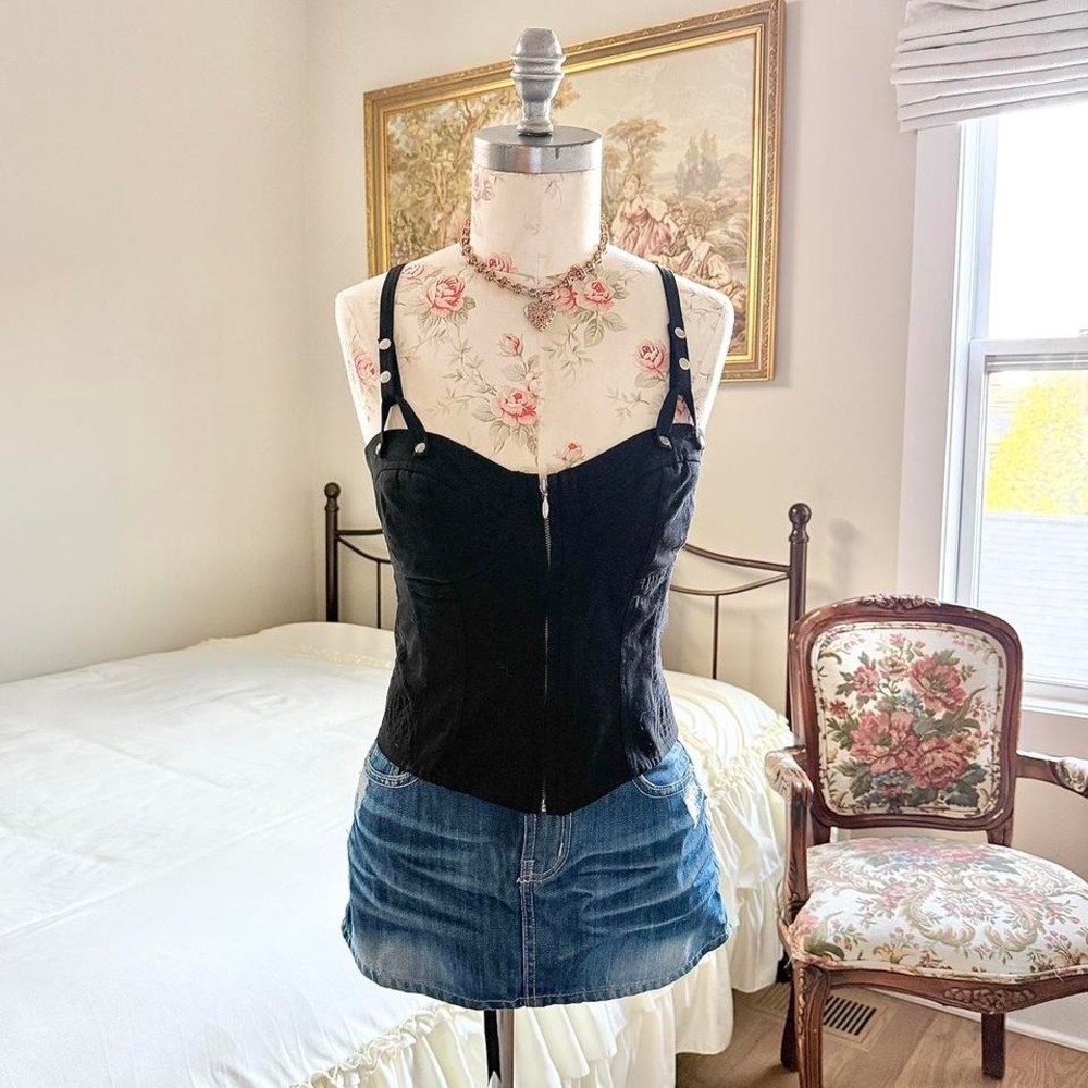 Y2K‎ black corset bustier top Bisou Bisou size 4